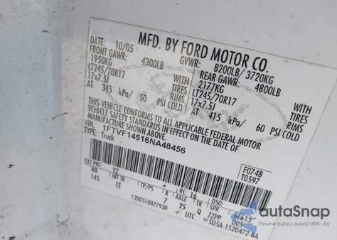 2006 Ford F-150 Fx4/Xl/Xlt from USA, damaged, VIN 1FTVF14516NA48456